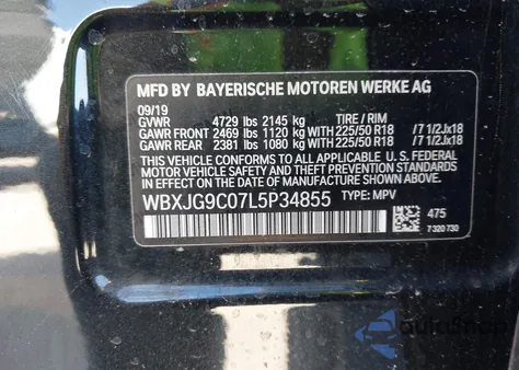 2020 BMW X1 xDrive28I from USA, damaged, VIN WBXJG9C07L5P34855